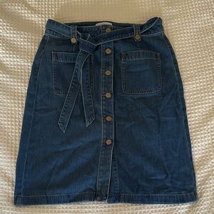 Ann Taylor Blue Denim Pencil Skirt with Button Front